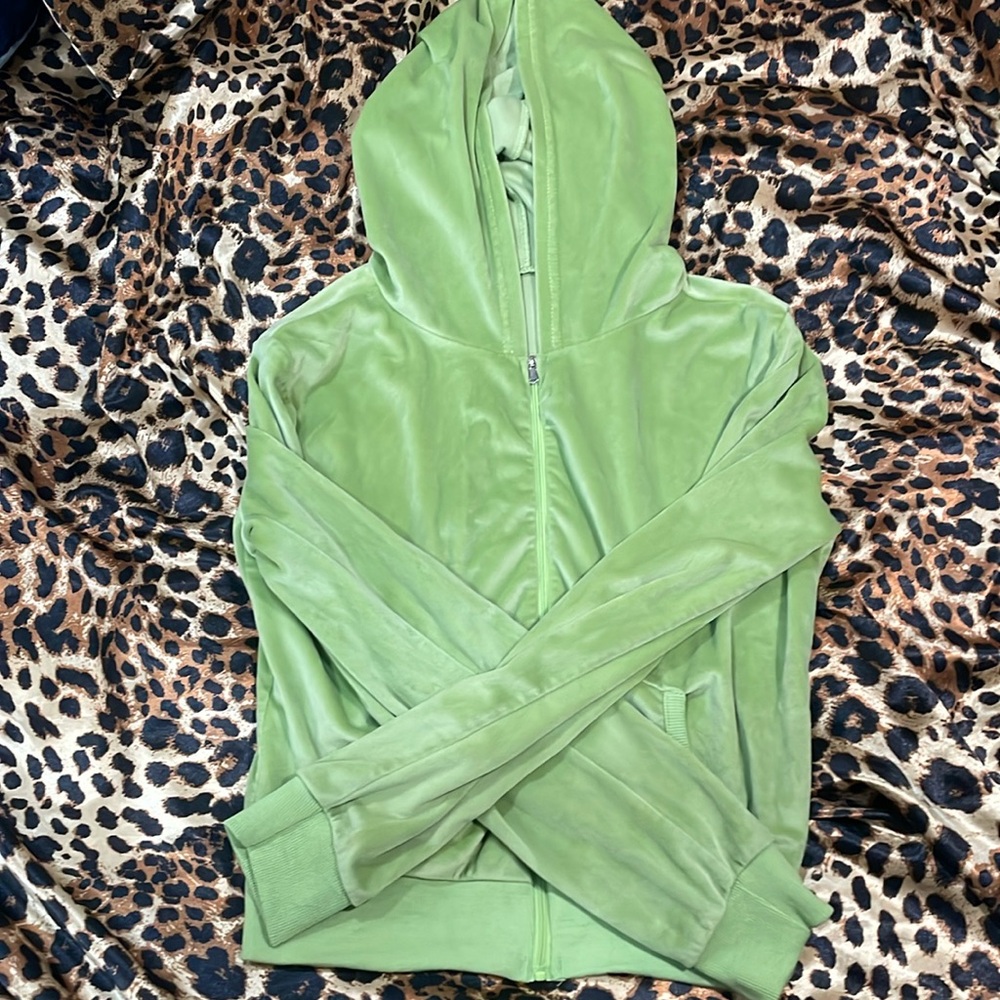 Y2k Lime Green Cropped Zip up hoodie